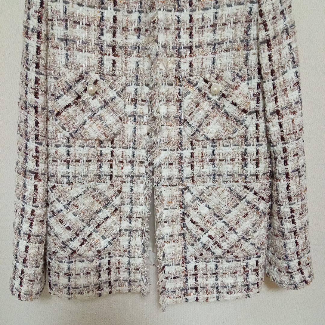 ANAYI ラメスラブツイードロング　ジャケット