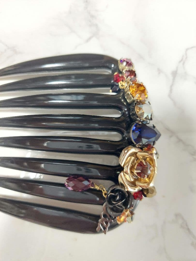 コンプレックスビズ⭐ブラックコーム&スワロフスキー コーム