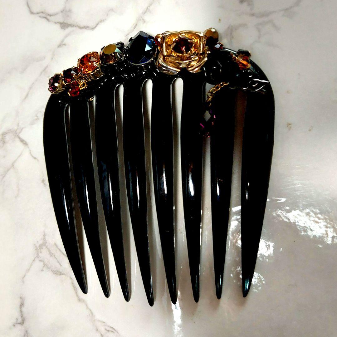 コンプレックスビズ⭐ブラックコーム&スワロフスキー コーム