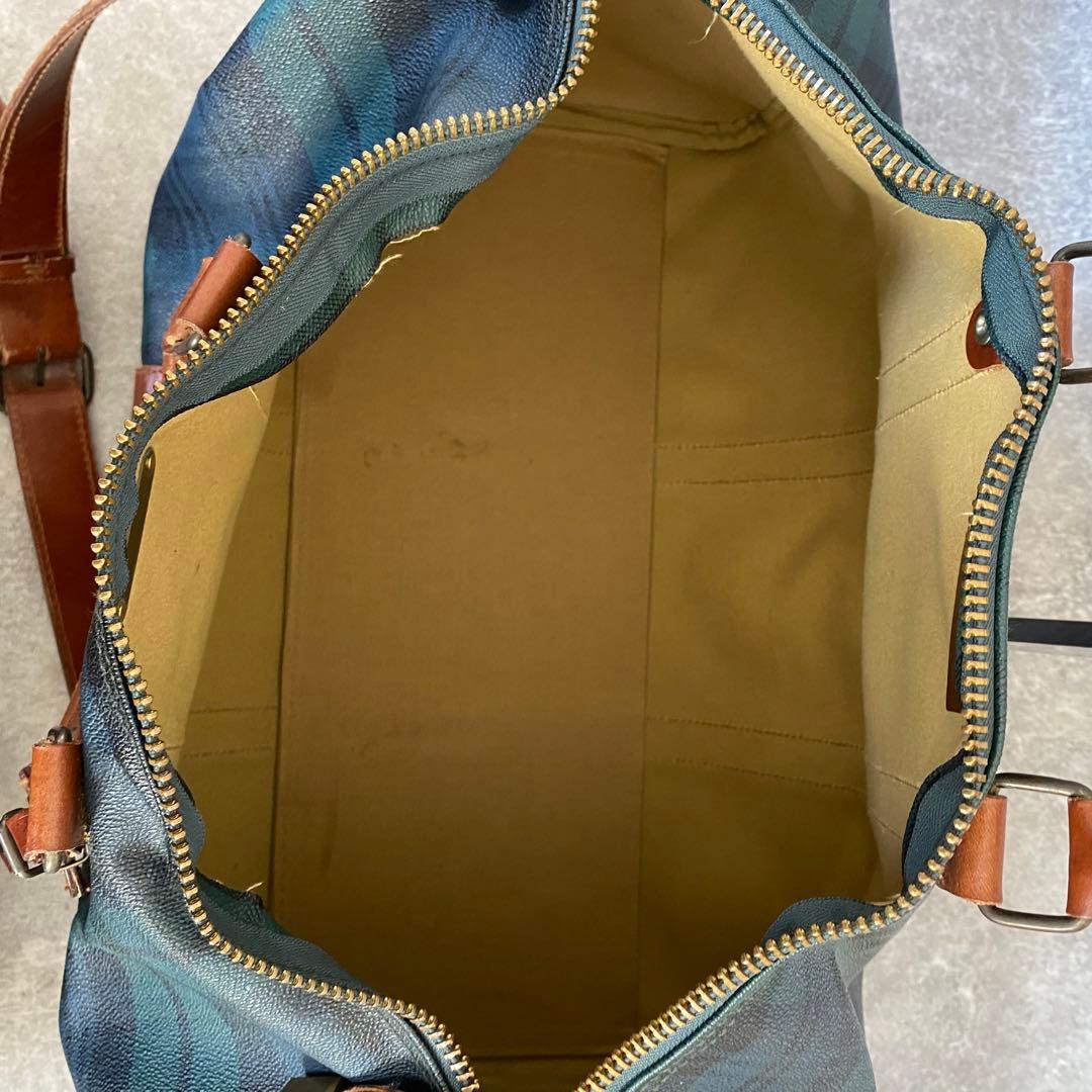 ポロラルフローレン　ボストンバッグ　PVCレザー　ショルダー　チェック柄　旅行