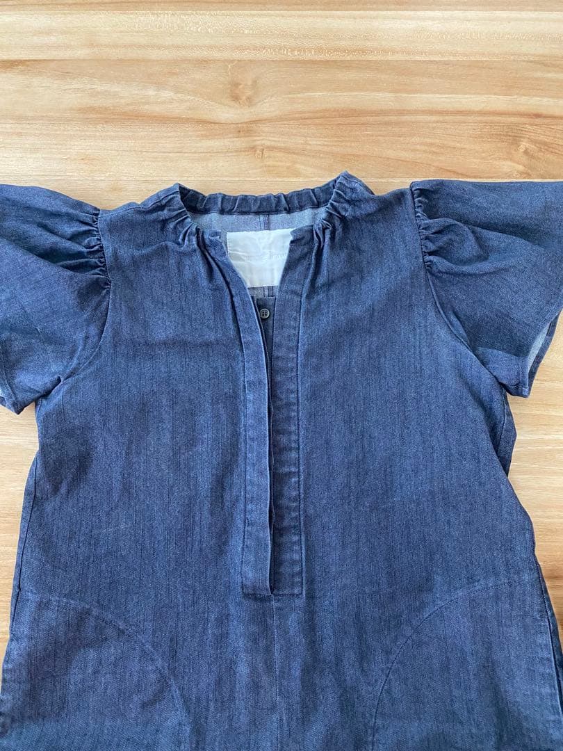 roughlow フリル袖 ダークブルーオールインワン