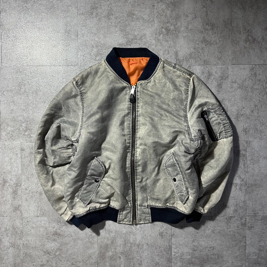 90s MA1 民間品 フライトジャケット フェード グランジ グレー