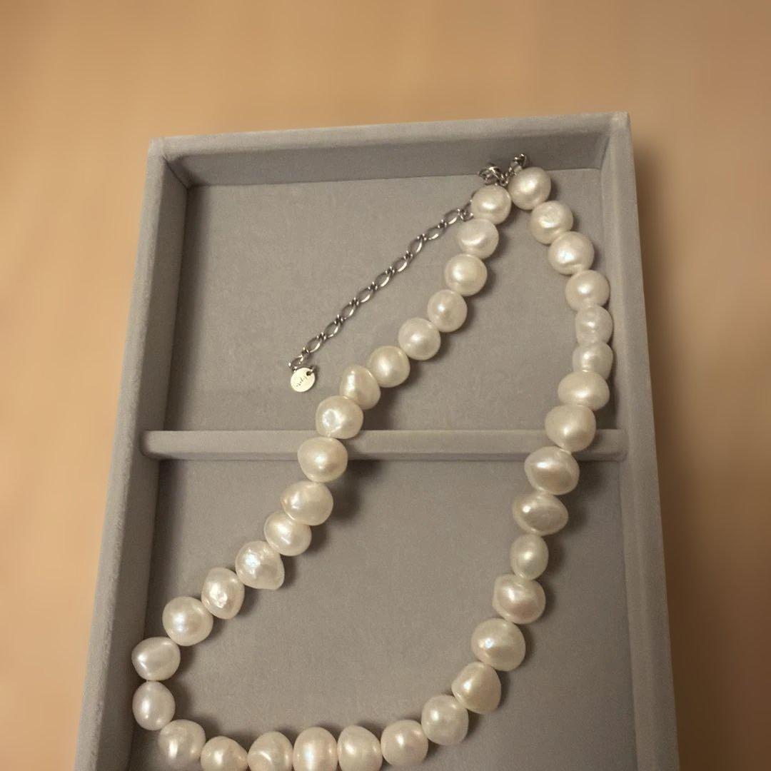 agete アガットバロックパールネックレス　淡水パールシルバー金具【刻印あり】