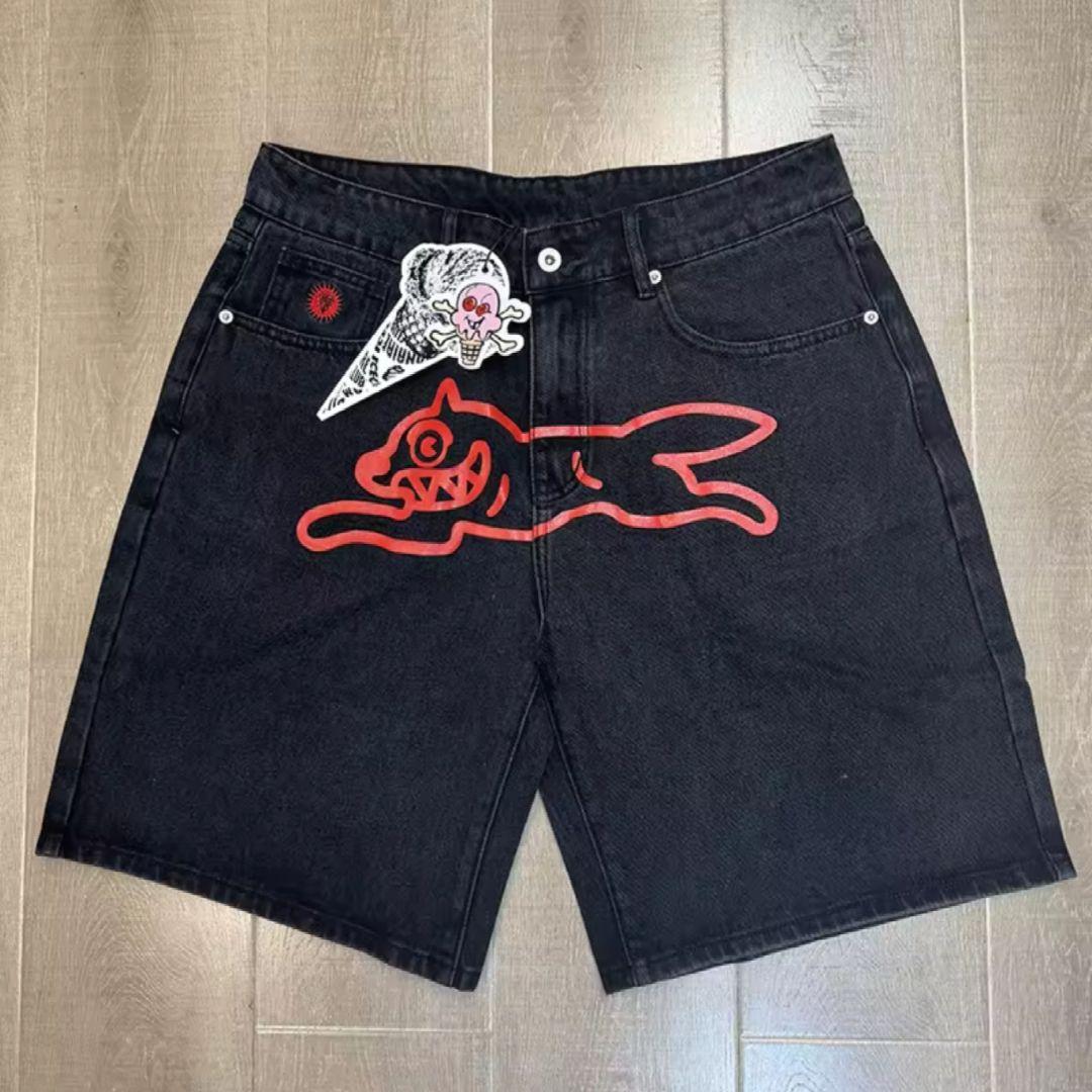 海外限定☆Icecream dog プリント デニムジーンズ ショートパンツ