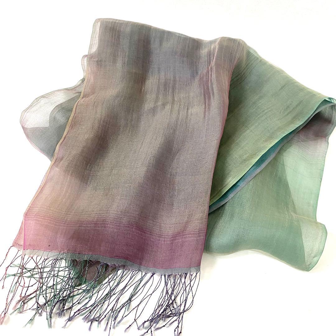 寺222 ヨーガンレール 三重織りスカーフ シルク 絹 2021年製