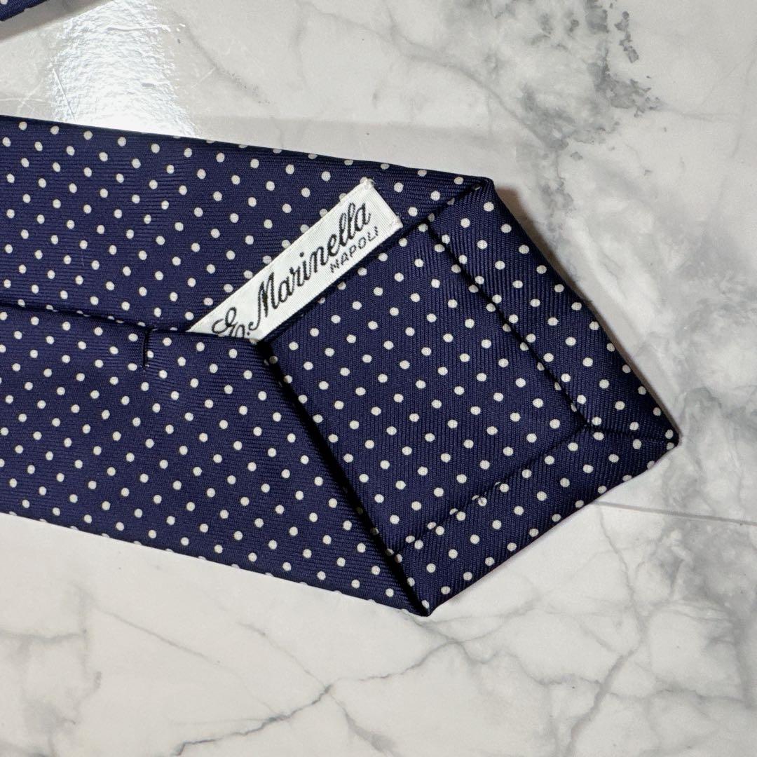 【未使用に近い】マリネッラ　ネイビー　ドット　水玉　ネクタイ