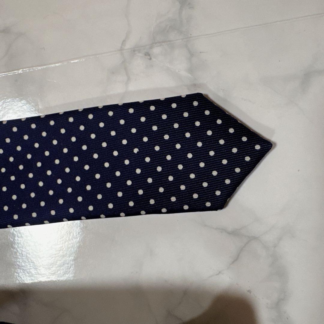 【未使用に近い】マリネッラ　ネイビー　ドット　水玉　ネクタイ