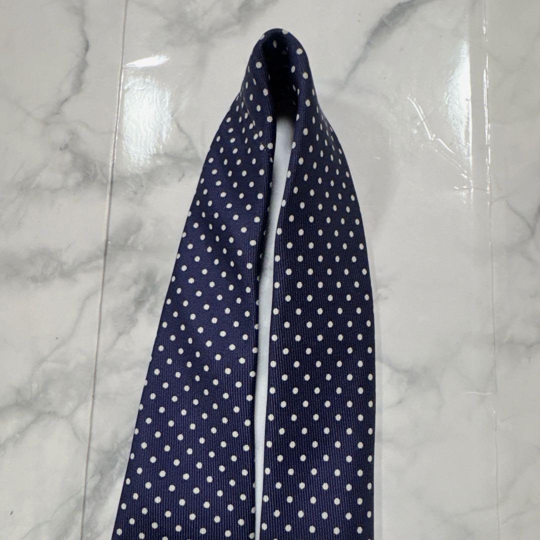 【未使用に近い】マリネッラ　ネイビー　ドット　水玉　ネクタイ