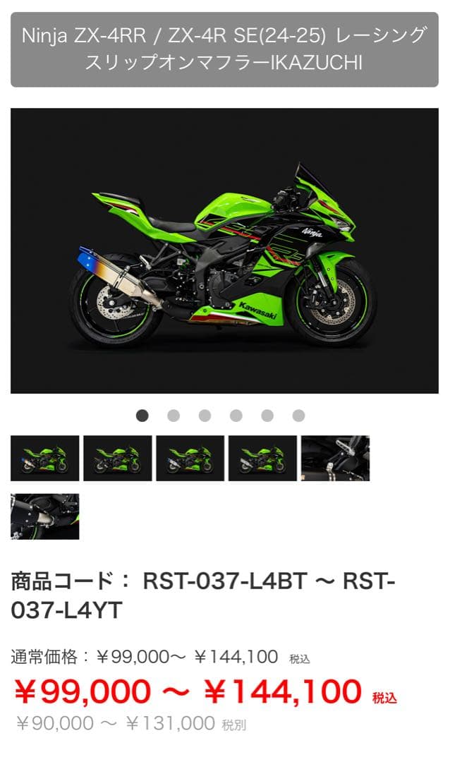 ZX4R ZX-4RR トリックスター スリップオンマフラー　IKAZUCHI
