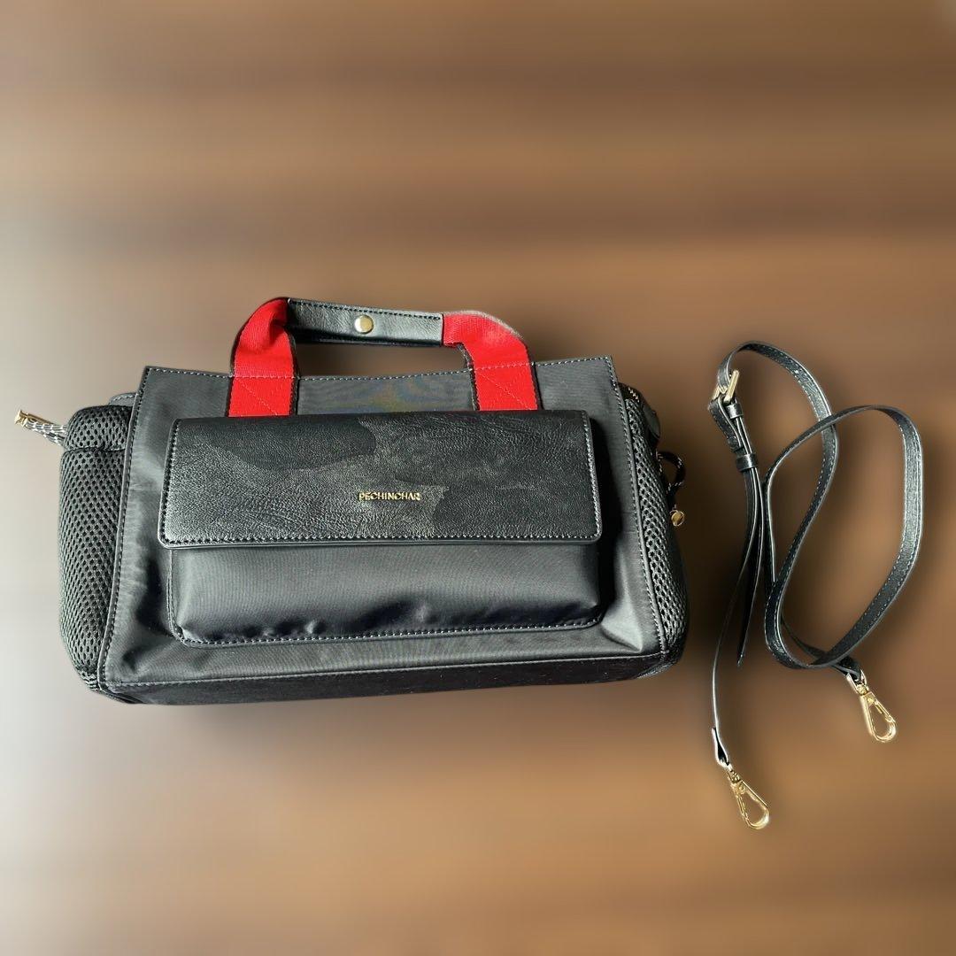 スコットクラブ　　ショルダーバッグ 黒/赤 ナイロン