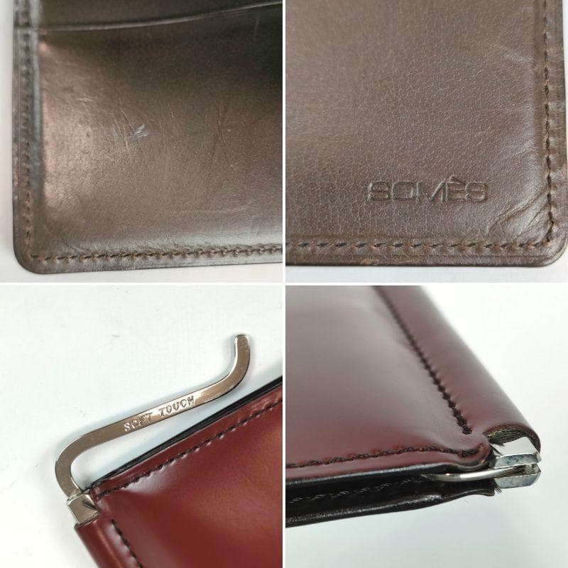 美品 SOMES SADDLE ソメスサドル マネークリップ コードバン 茶