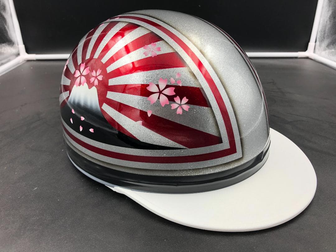 コルク半　カスタム　富士日章　三つボタン　シルバーレッド　ラメ　桜 高級クリヤ