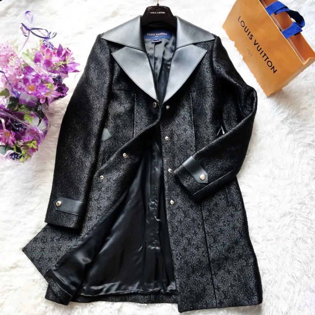 美品　LOUISVUITTON ヴィトン モノグラム　 レザー　刺繍　コート