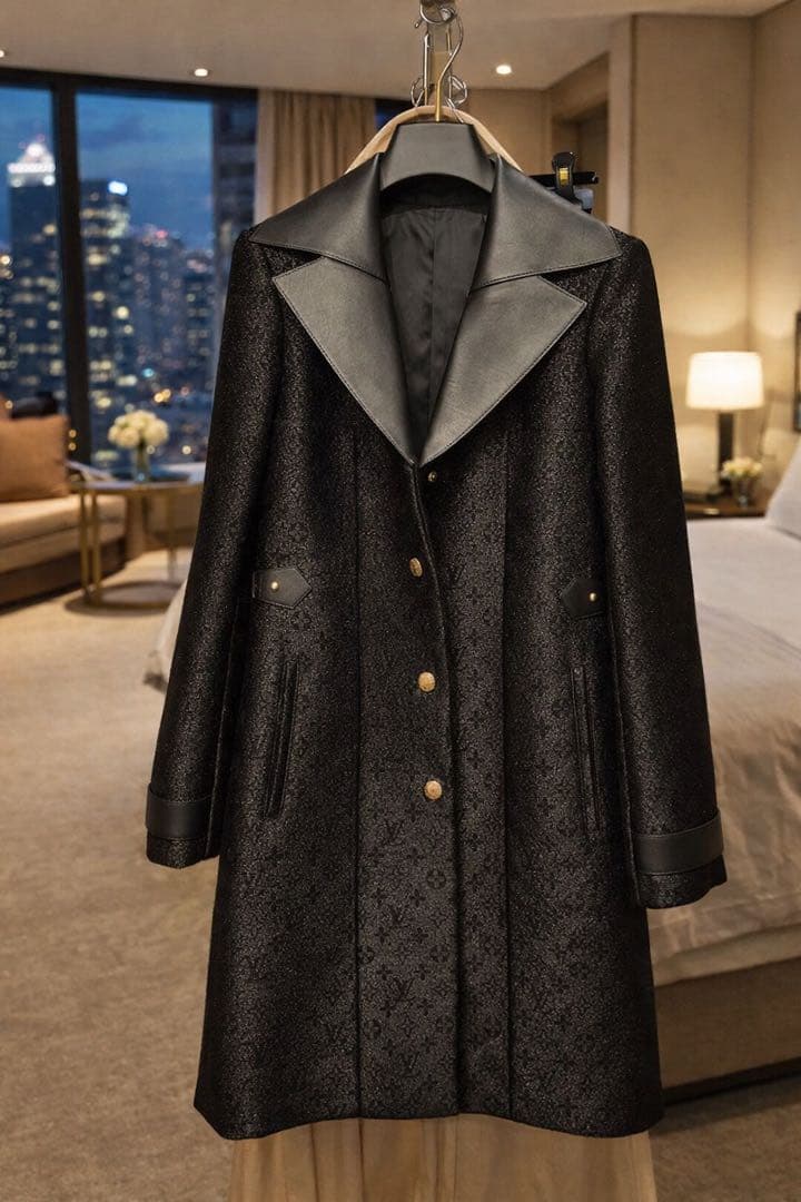 美品　LOUISVUITTON ヴィトン モノグラム　 レザー　刺繍　コート