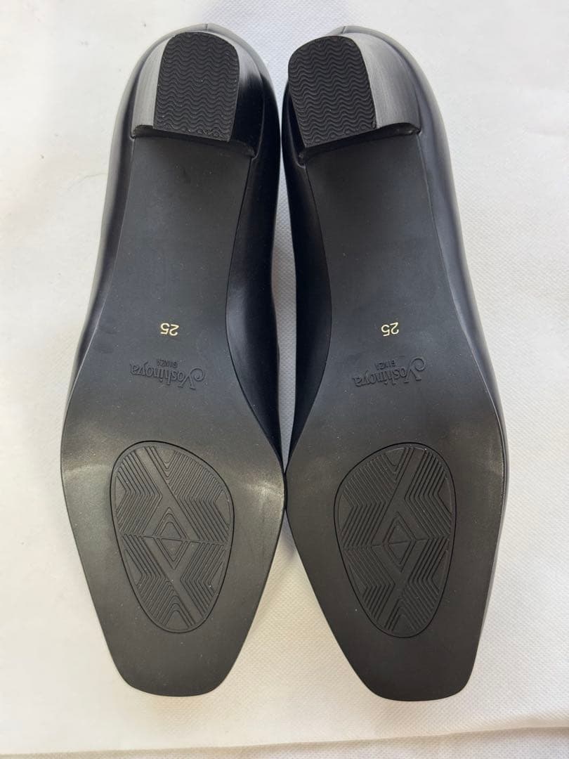 黒 レザー スリッポン 中ヒール