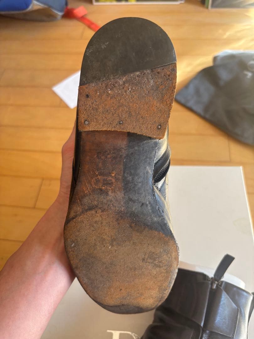 Dior ブラックレザー ジッパーブーツ　hedi 42