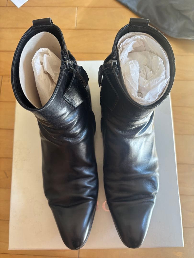 Dior ブラックレザー ジッパーブーツ　hedi 42