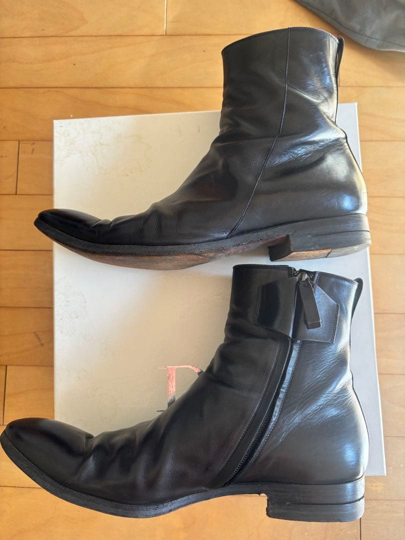 Dior ブラックレザー ジッパーブーツ　hedi 42