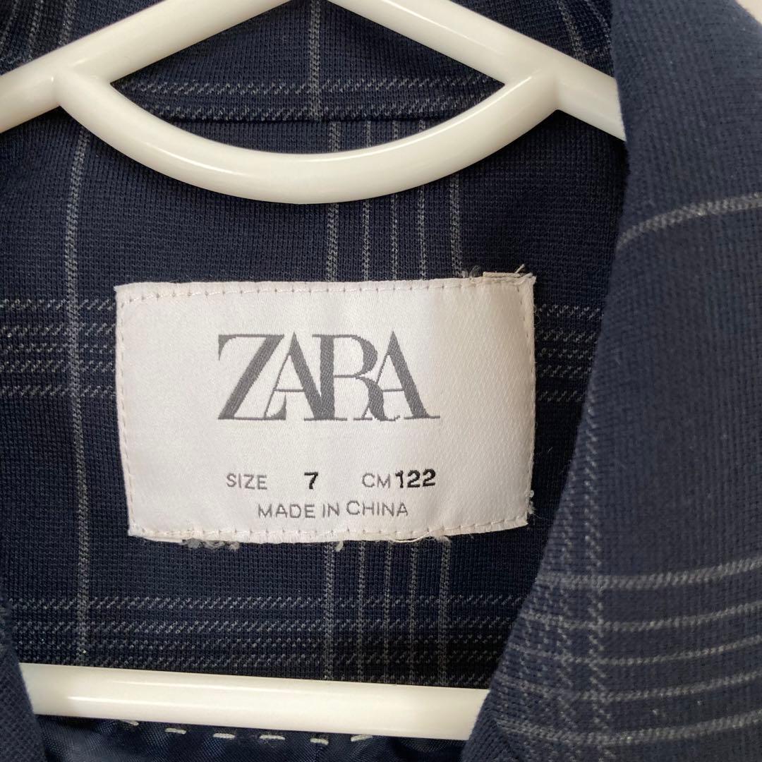 ZARA ネイビーチェック柄　セレモニースーツ　122cm 4点セット