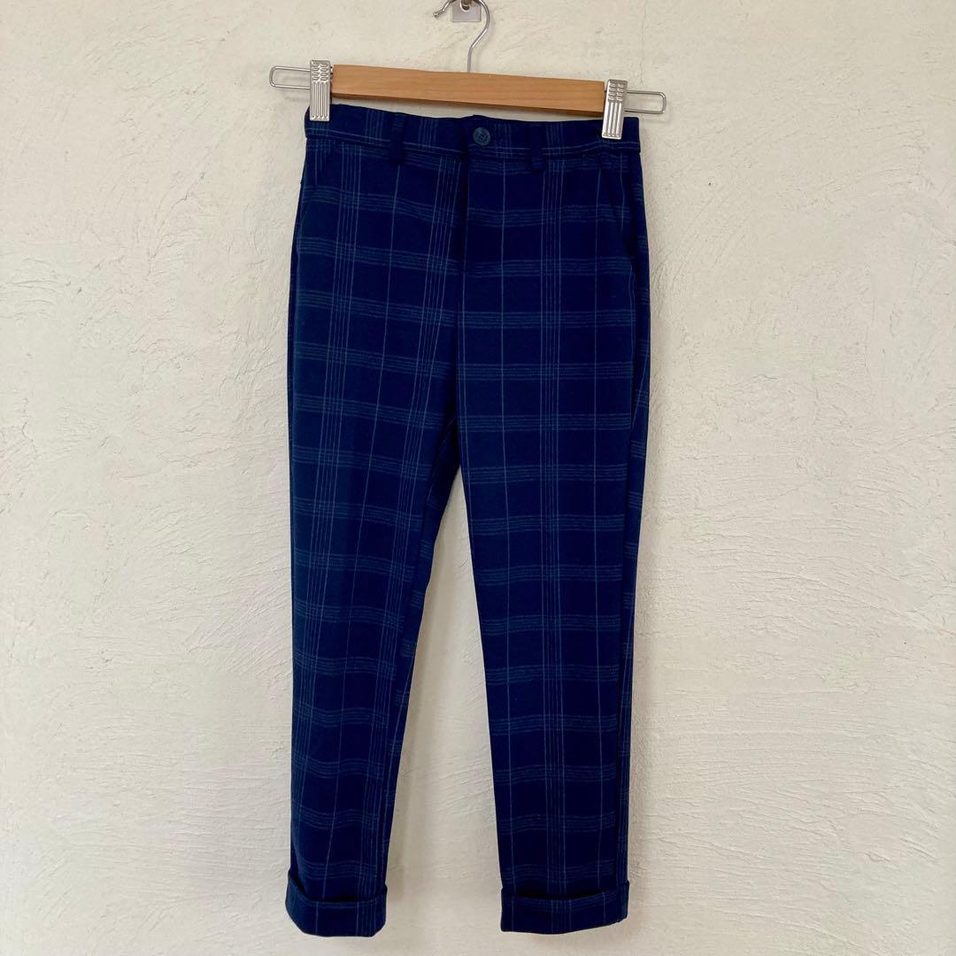 ZARA ネイビーチェック柄　セレモニースーツ　122cm 4点セット