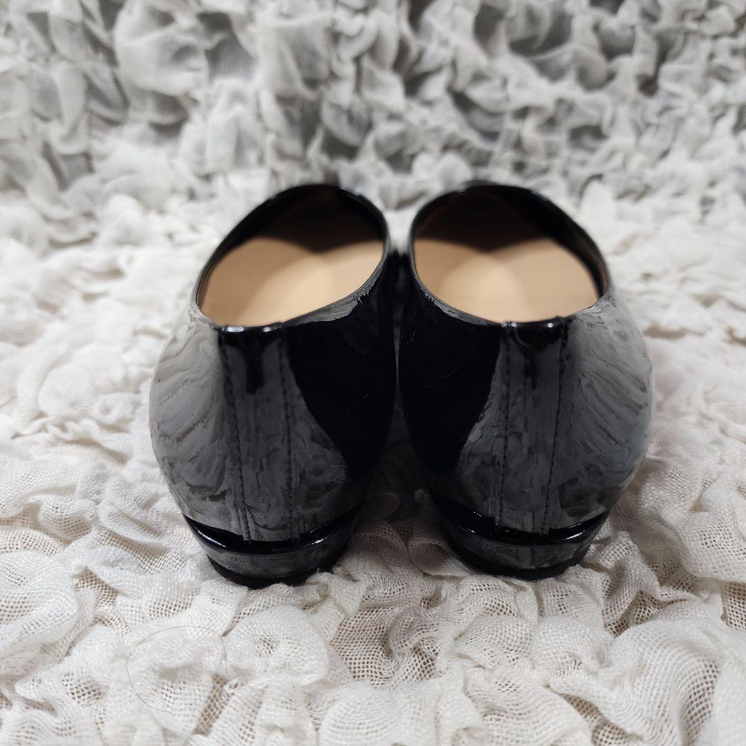 未使用 ファビオルスコーニ アーモンドトゥ エナメル フラット パンプス