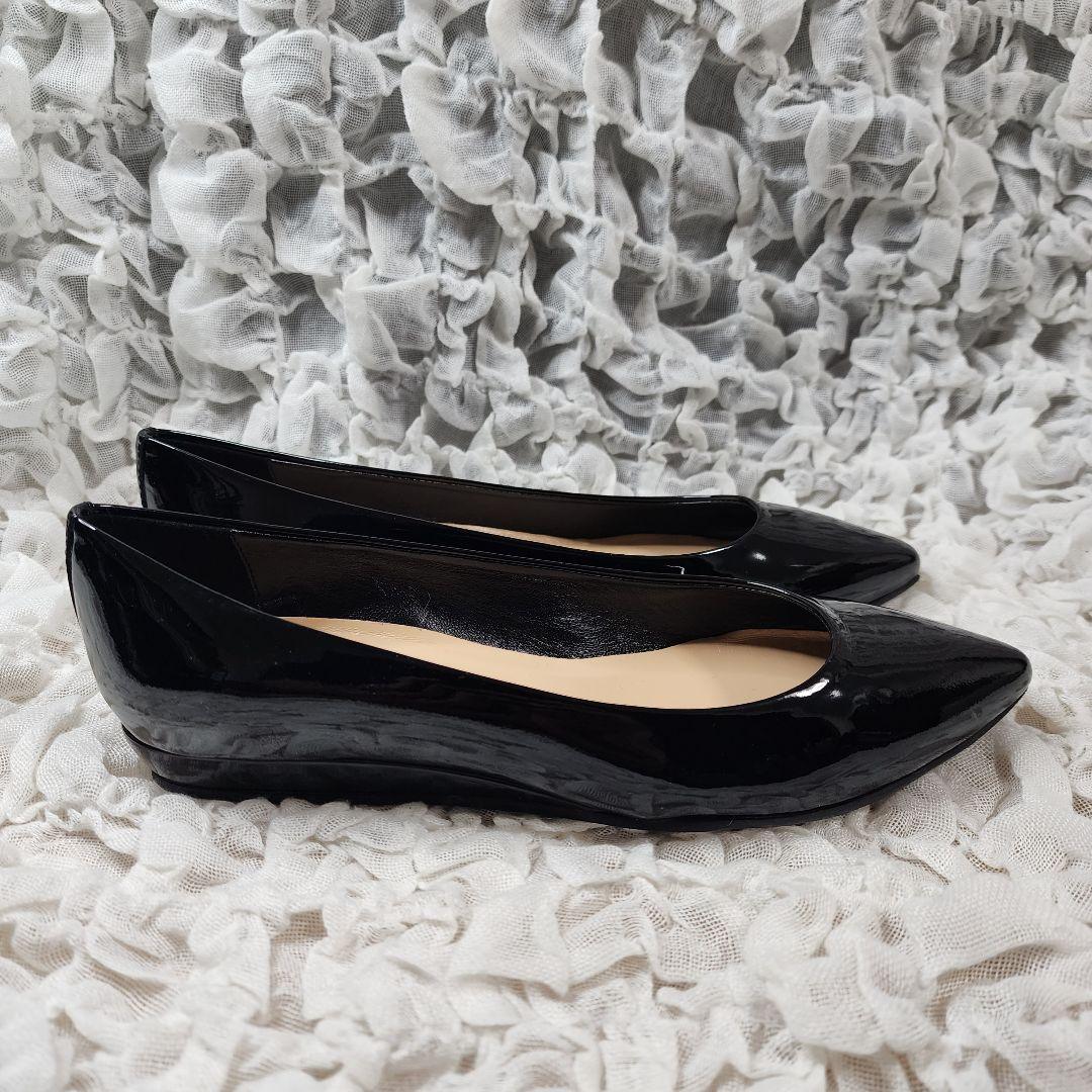 未使用 ファビオルスコーニ アーモンドトゥ エナメル フラット パンプス