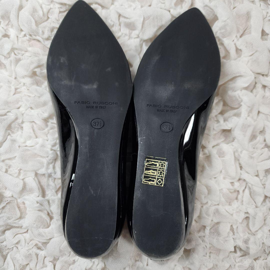 未使用 ファビオルスコーニ アーモンドトゥ エナメル フラット パンプス