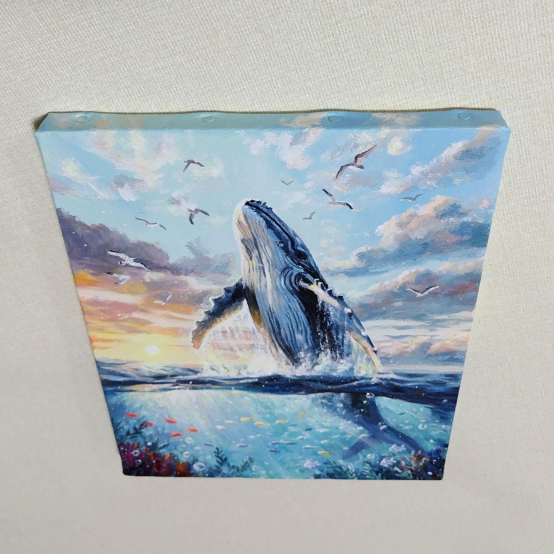 琥*ん様 【クジラの世界】アクリル画 F3 風景画 絵画
