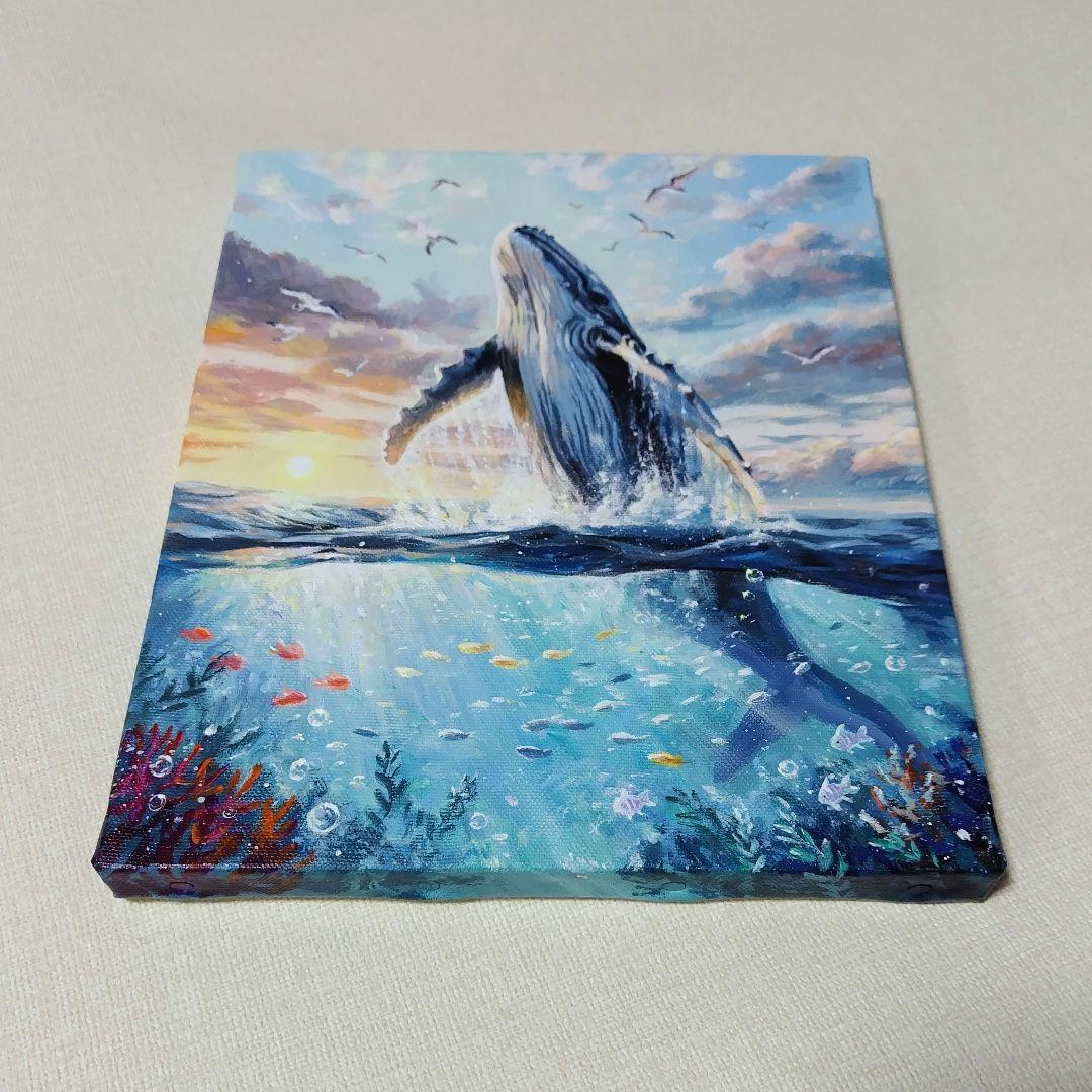 琥*ん様 【クジラの世界】アクリル画 F3 風景画 絵画