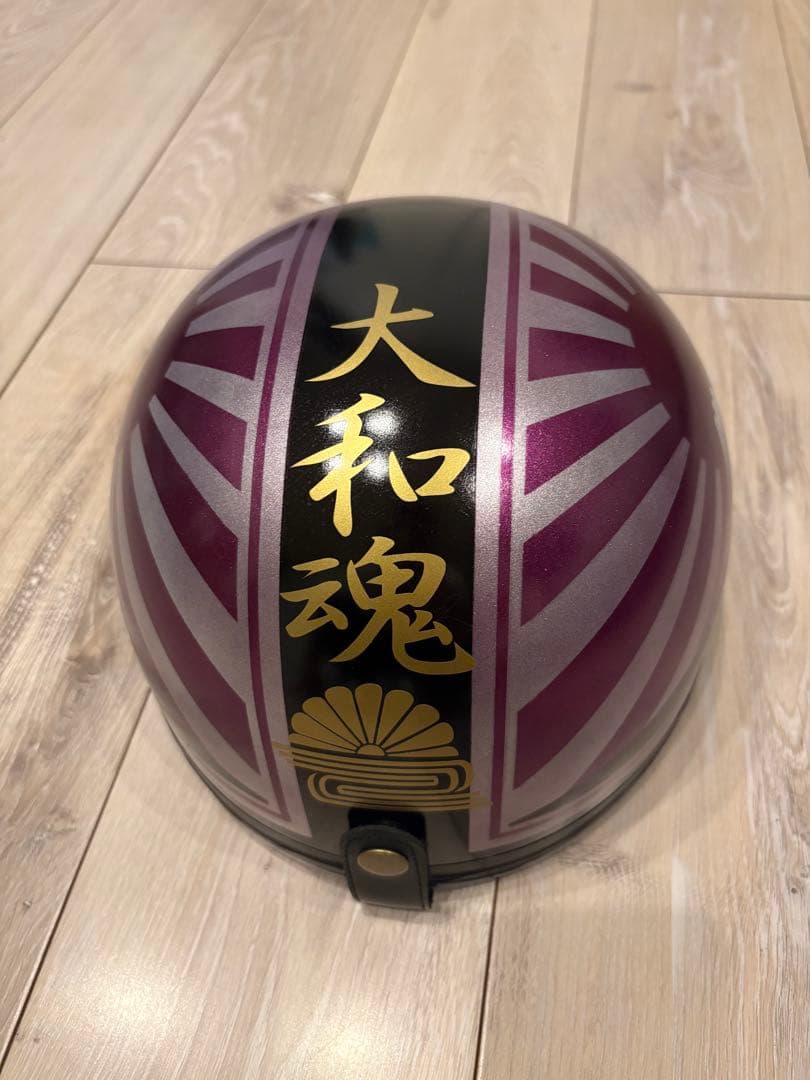 三つボタンコルク半　紫ラメ　日章