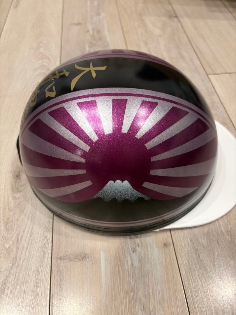 三つボタンコルク半　紫ラメ　日章