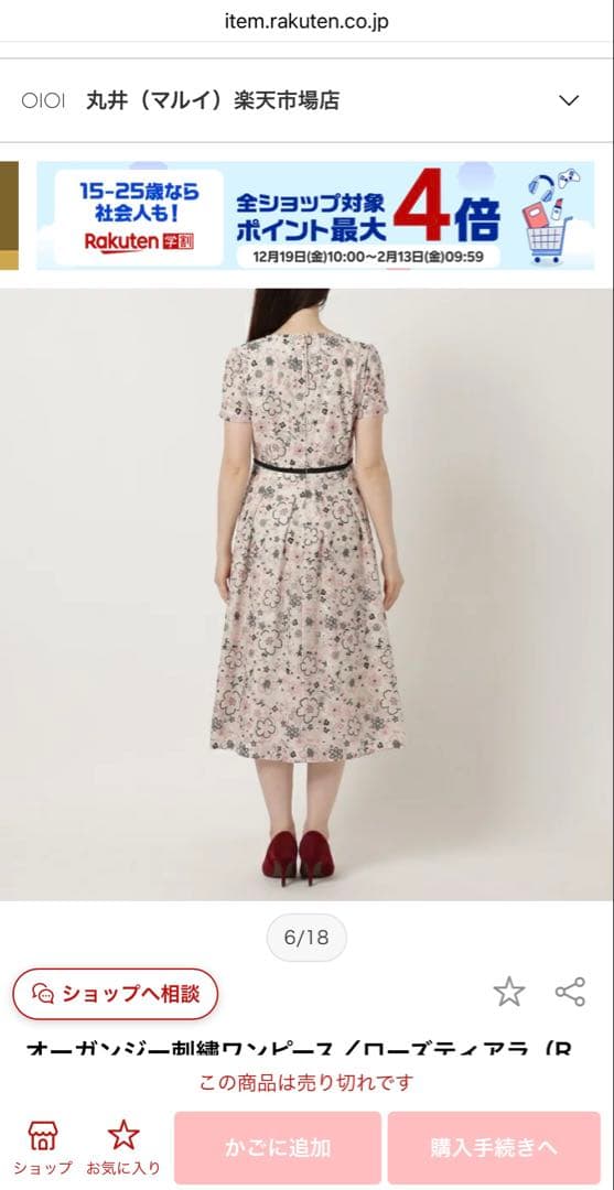 可愛いオーガンジー刺繍ワンピース ローズティアラ 46 Rose Tiara