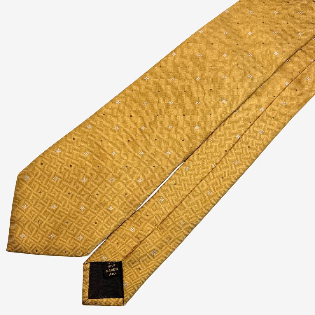 LOUIS VUITTON シルクネクタイ モノグラム 幾何学柄 イエロー