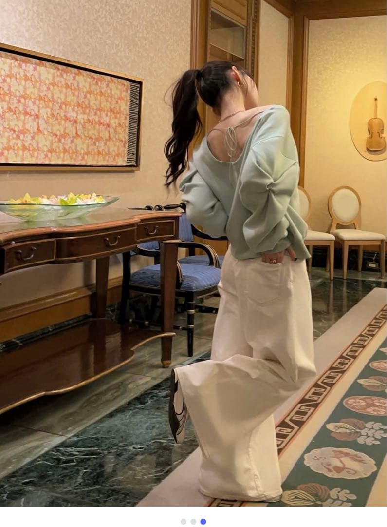 【45%オフ】新品未開封THE TOE オフショル　ミントグリーン スウェット