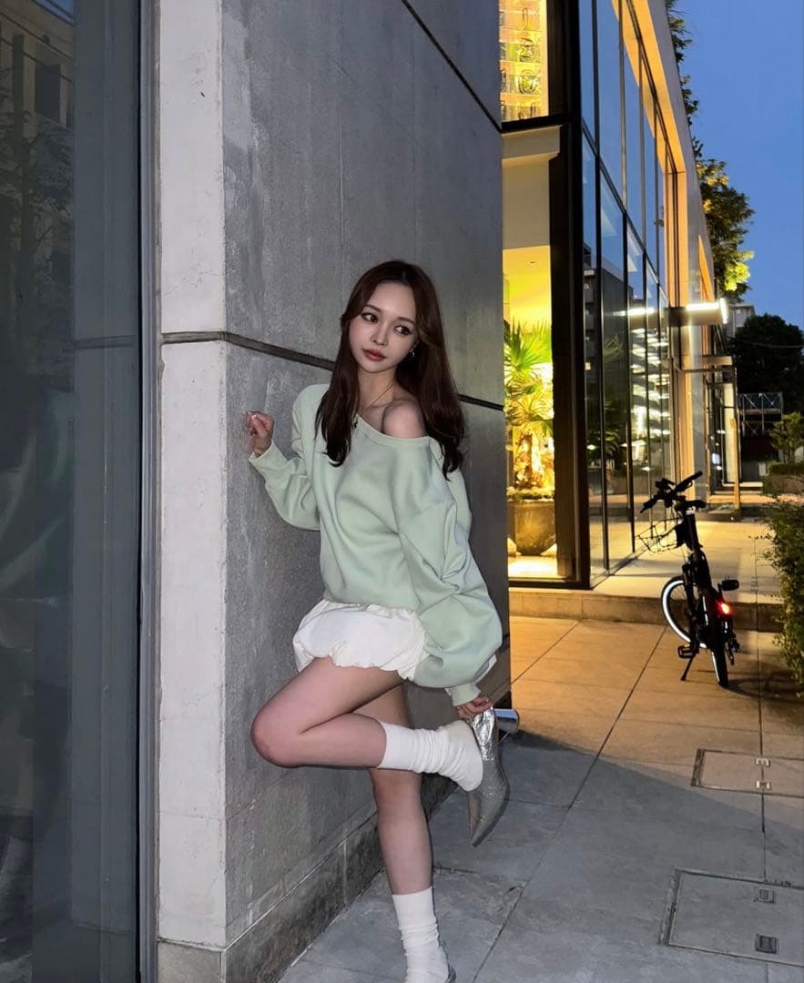 【45%オフ】新品未開封THE TOE オフショル　ミントグリーン スウェット