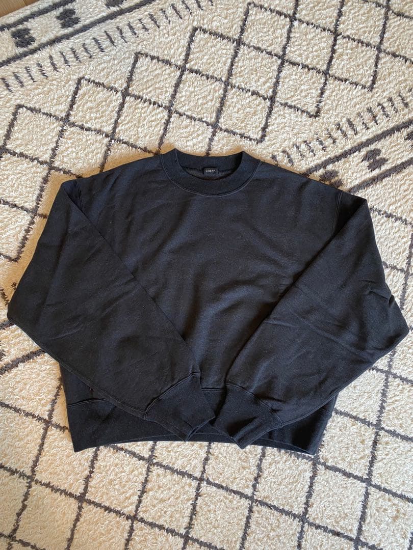 LOEFF コットン クロップド プルオーバースウェット