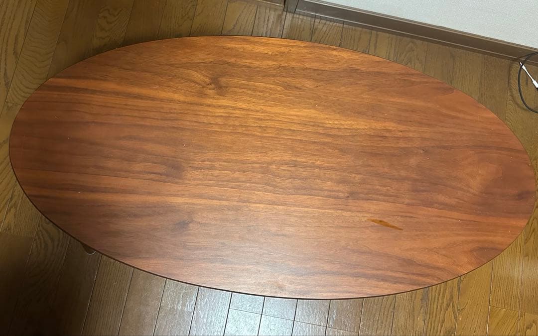 木製楕円形センターテーブル
