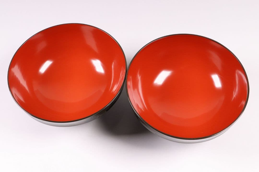 CL14 時代木製漆器 森に鳥 金蒔絵 吸物椀 二客 黒塗 朱塗 闇絵