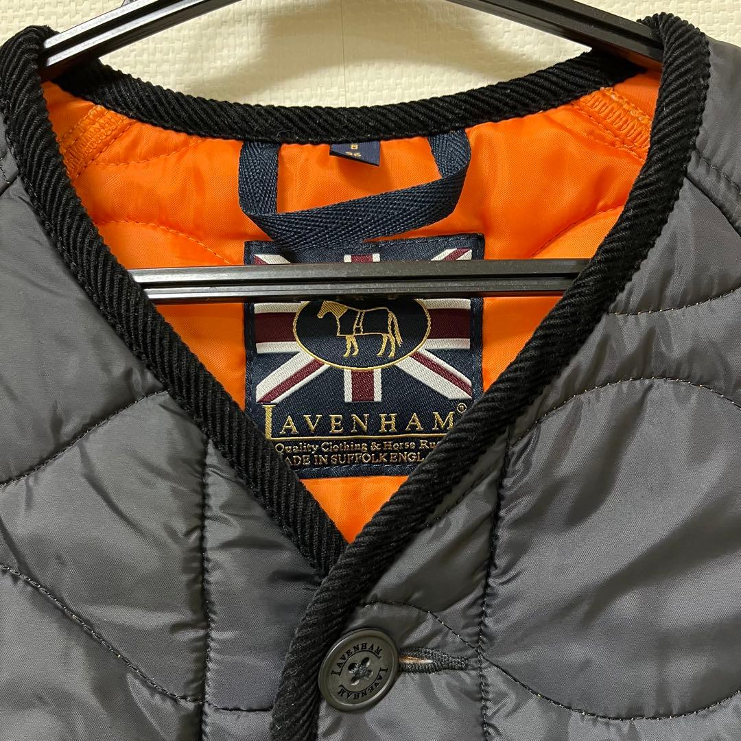 美品 LAVENHAM ラベンハム ノーカラー　キルティングジャケット 黒 36