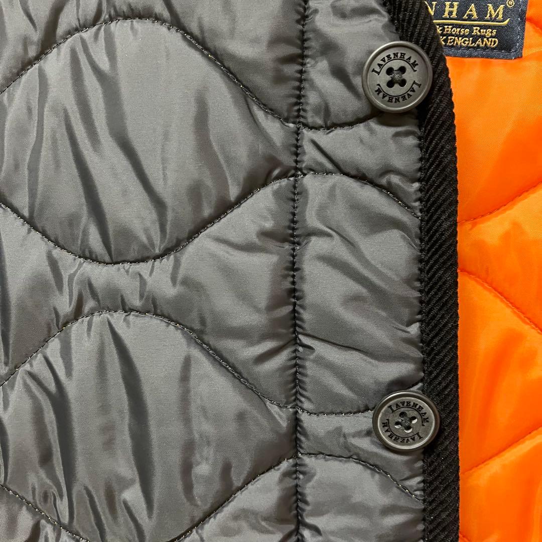 美品 LAVENHAM ラベンハム ノーカラー　キルティングジャケット 黒 36