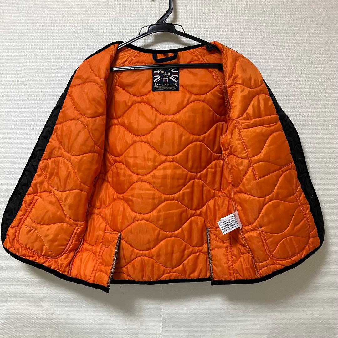 美品 LAVENHAM ラベンハム ノーカラー　キルティングジャケット 黒 36