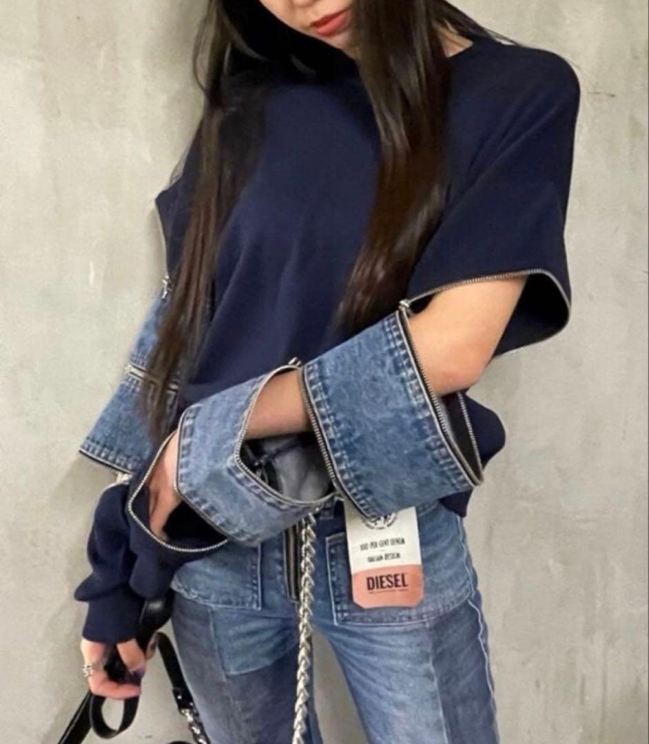 ディーゼル DIESEL ニットデニム切り替えジップディテール S