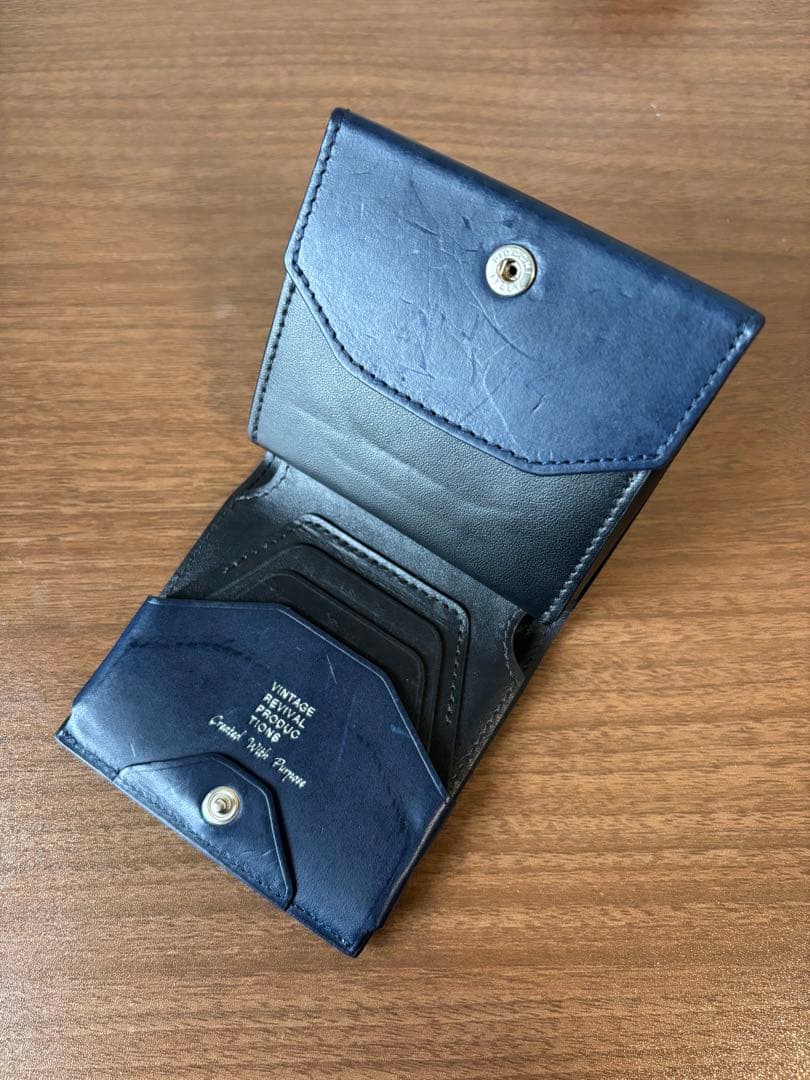 ヴィンテージリバイバルプロダクションズ　小さい縦使い財布　ネイビー