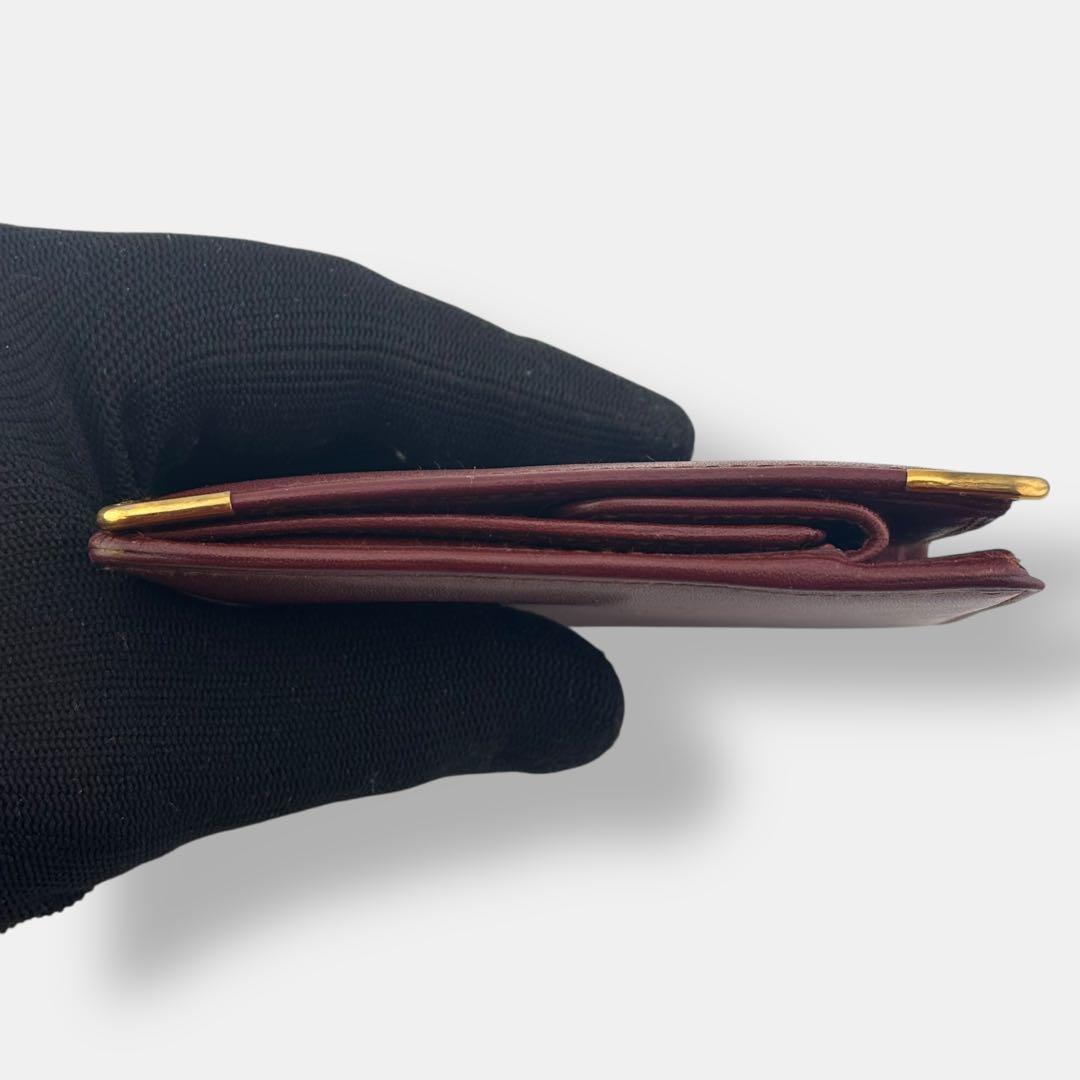 美品 付属品完備 カルティエ 二つ折り財布 マストライン レザー ボルドー 貴重