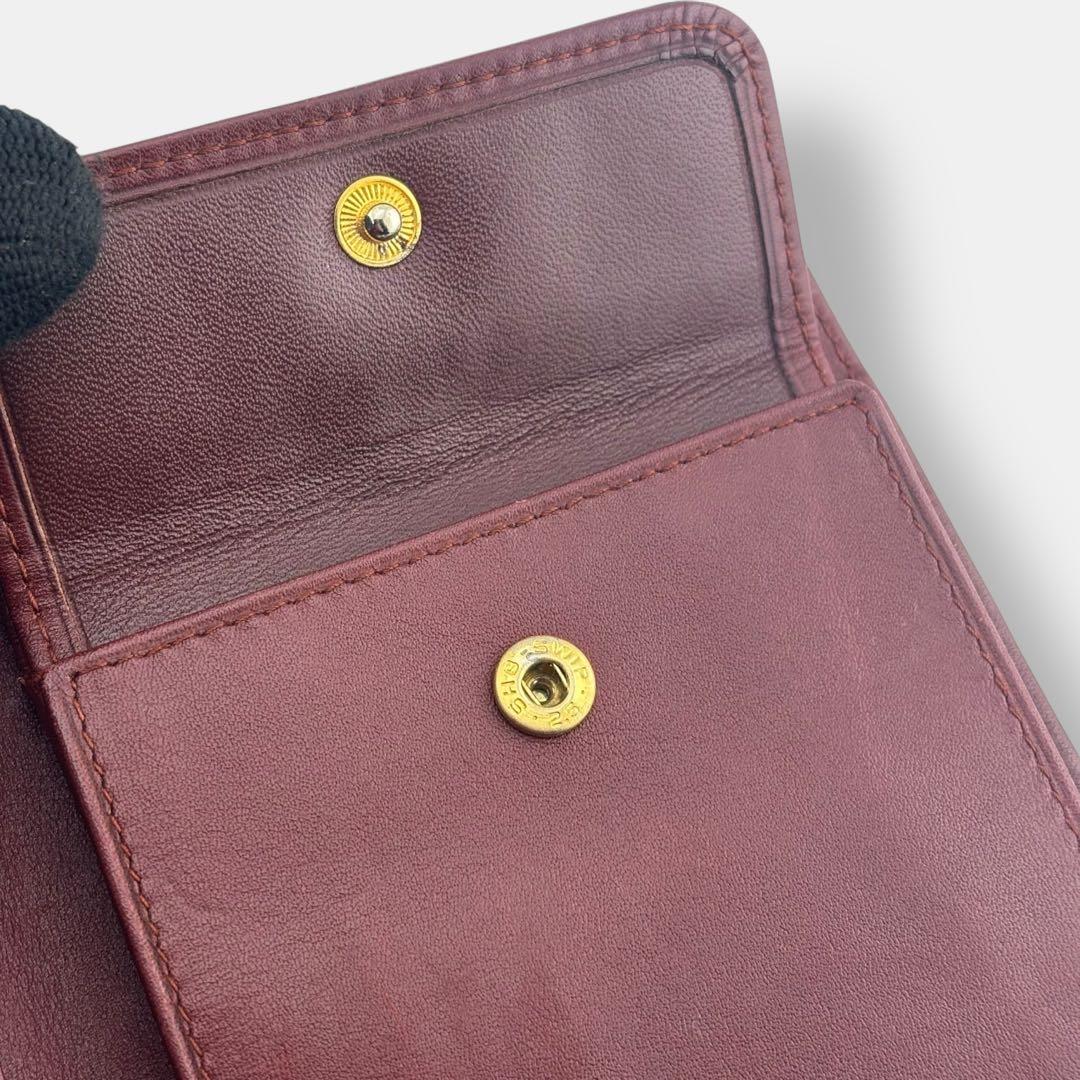 美品 付属品完備 カルティエ 二つ折り財布 マストライン レザー ボルドー 貴重