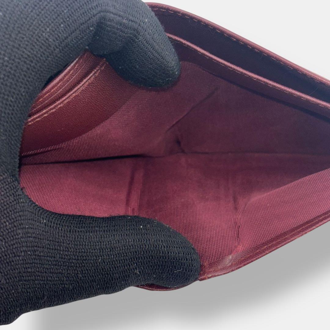 美品 付属品完備 カルティエ 二つ折り財布 マストライン レザー ボルドー 貴重