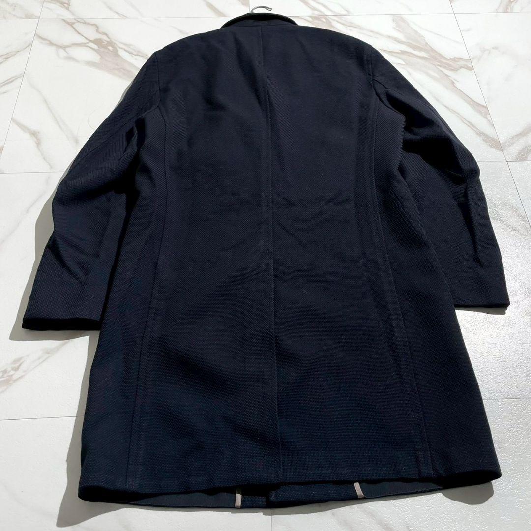 HUGO BOSS チェスターコート ロゴワッペン ネイビー マルゾット生地