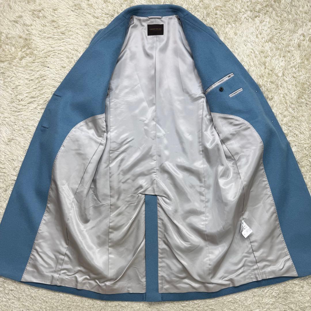 美品　トゥモローランド　チェスターコート　カシミヤ混　ブルー　レディース　S