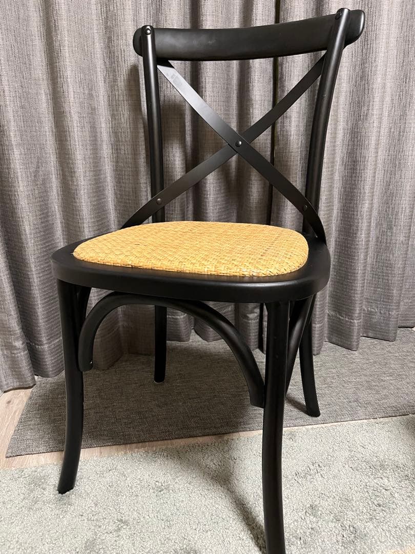 ③クラッシュゲート クロスバック ダイニングチェア ブラック