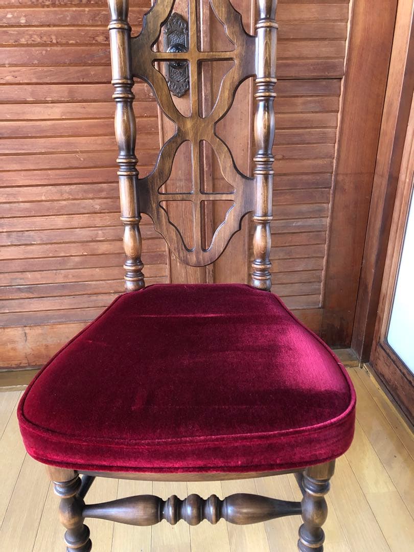 アンティーク椅子 木製 ベロア 洋風 ヴィンテージチェア　コスガ　赤ベルベット